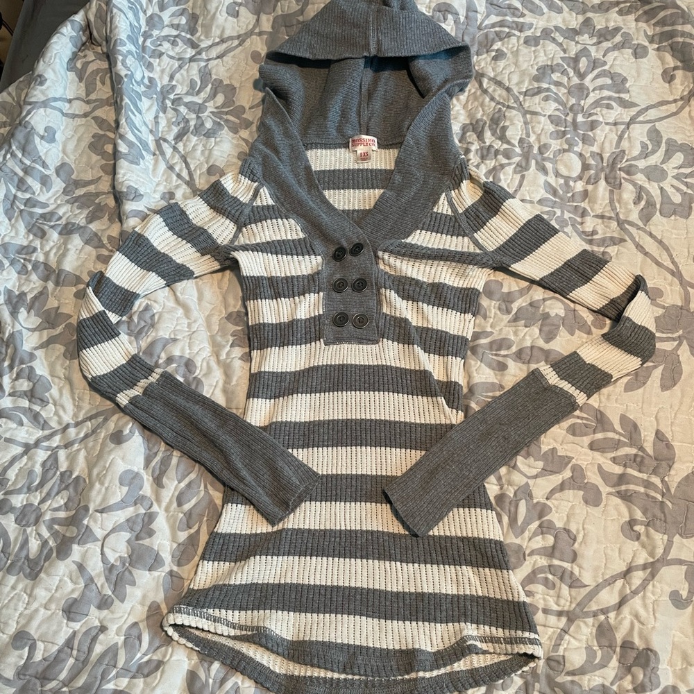 Gray and white stripped sweater